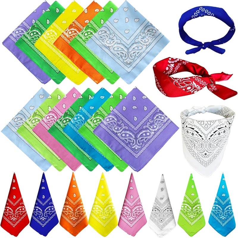 TFengfly 24 Pack Paisley Bandanas Bulk Unisex Cowboy Bandanas Head Scarf Necktie Face Cover - Image 1